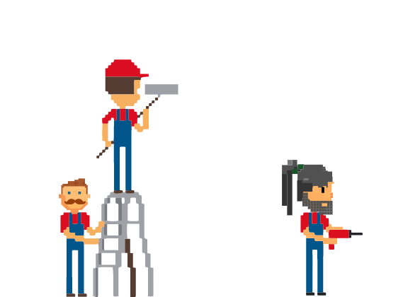 illustration de l'équipe en pixel art